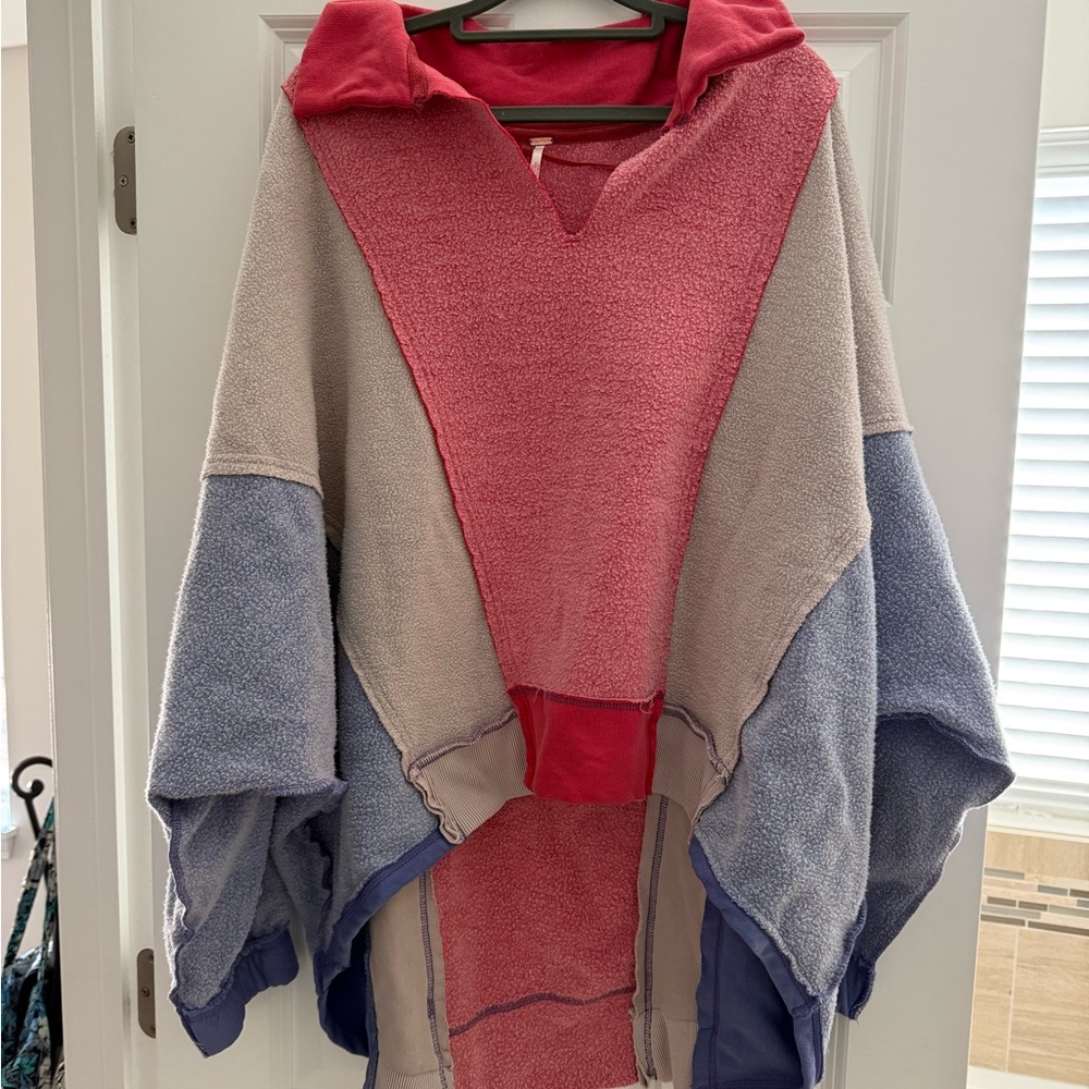 Colorblock Hooded Poncho